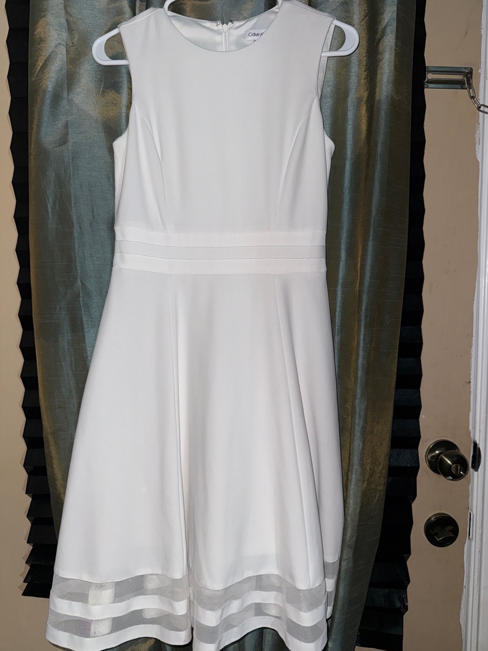 Calvin Klein White Sleeveless Fit-and-Flare Dress